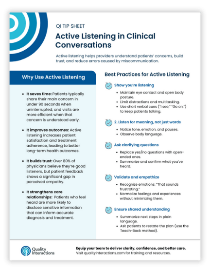 Active Listening Tip Sheet
