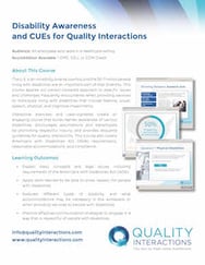 Disability Awareness and CUEs for Quality Interactions