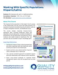 Working With Specific Populations: Hispanic/Latino