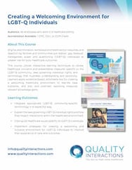 Creating a Welcoming Environment for LGBTQ Individuals