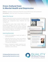 Cross-Cultural Care in Mental Health and Depression