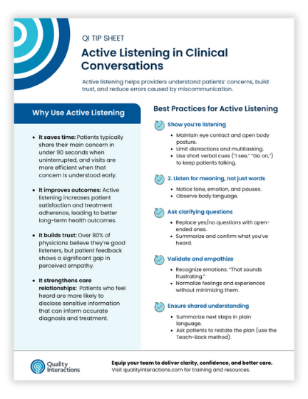Active Listening Tip Sheet