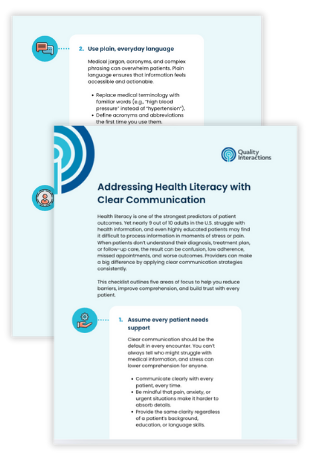 Addressing Health Literacy Checklist