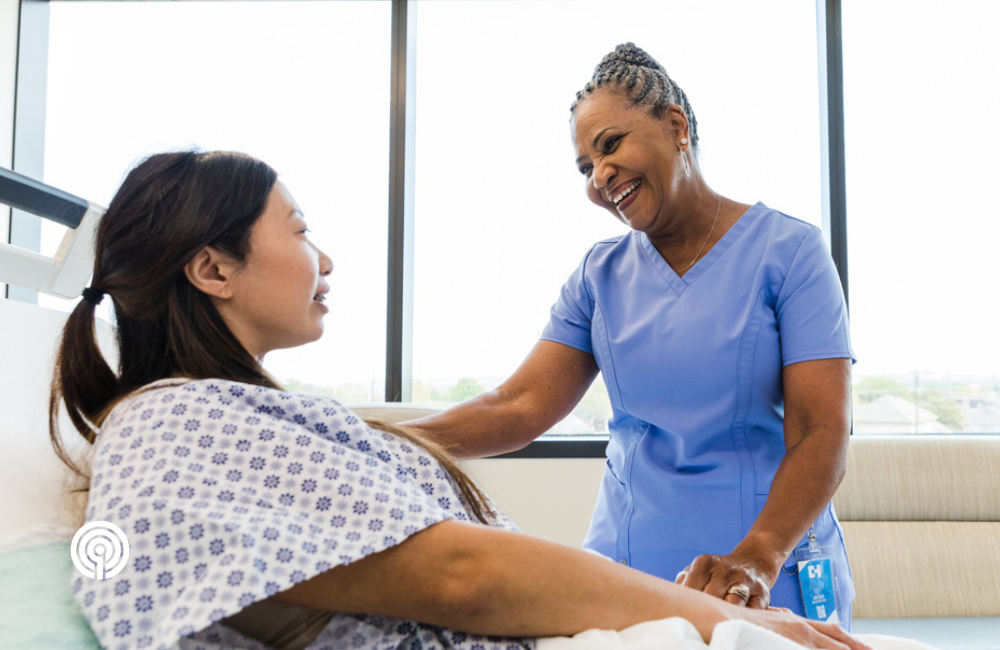 Nurse helping patient