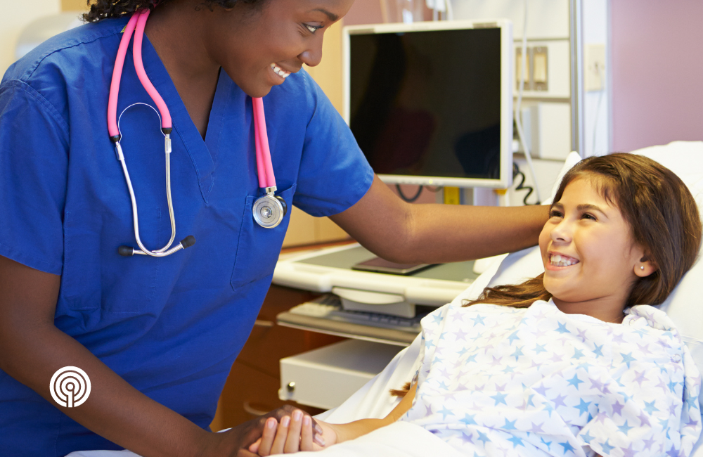 Nurse helping child patient